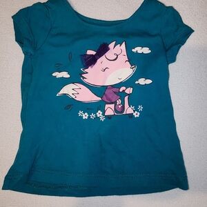 Place Teal Shirt with Fox and Scooter Design